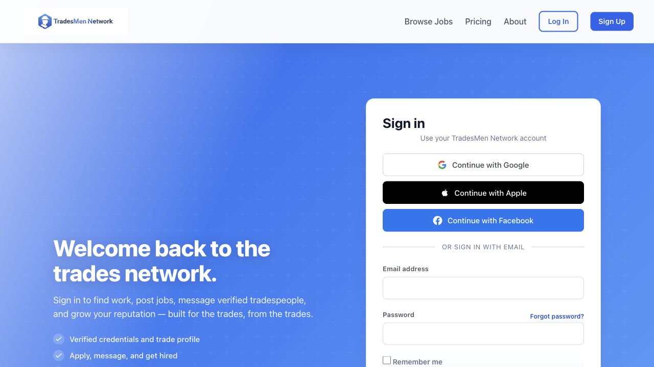 TradesMen Network company identity preview