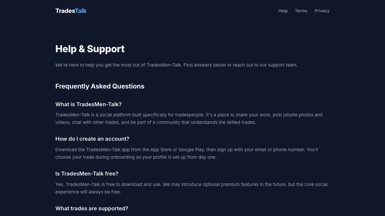 TradesMen Talk post and stories preview